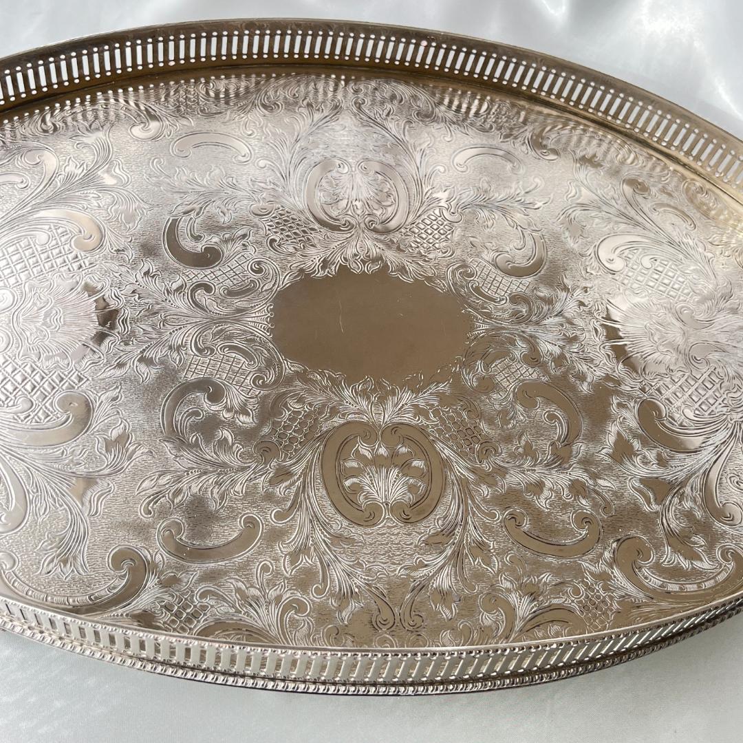 【英国】 ギャラリートレー オーバル型 45cm クロウフット