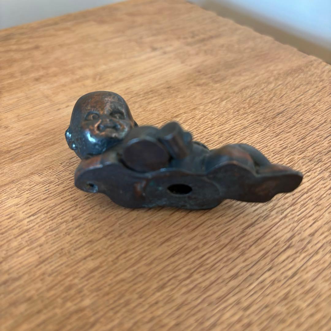 戦前アンティークキューピー キューピー人形 方位磁石付き　レトロ 当時物　黒