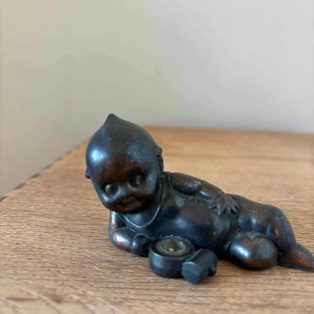 戦前アンティークキューピー キューピー人形 方位磁石付き　レトロ 当時物　黒