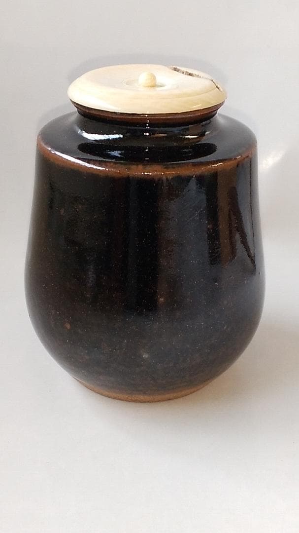 Bottom松本鉄山 松本鐵山 中興名物写 橋立茶入仕覆住吉緞子共箱栞新品