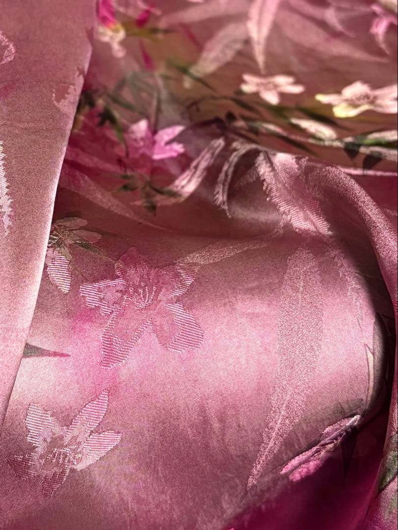 【桃色ワカメページ】ジャカード シルク チャイナドレス ロングワンピース