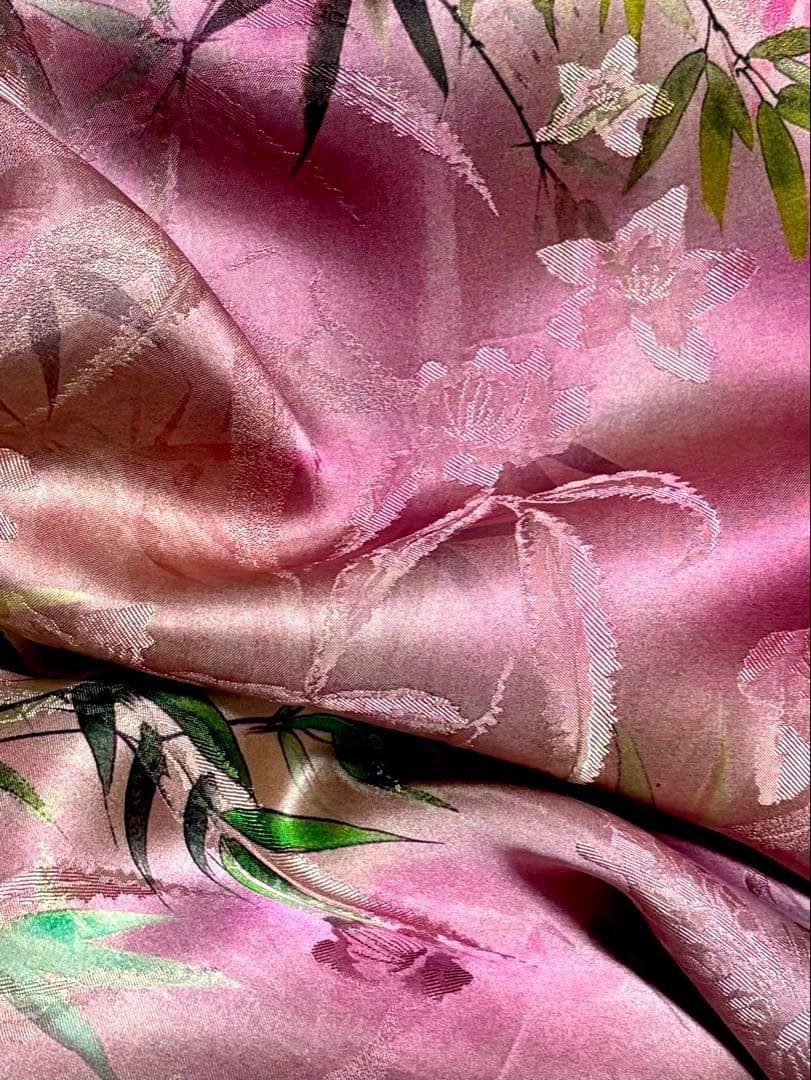 【桃色ワカメページ】ジャカード シルク チャイナドレス ロングワンピース