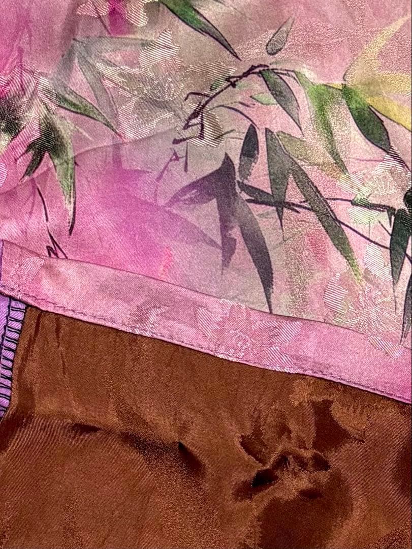 【桃色ワカメページ】ジャカード シルク チャイナドレス ロングワンピース