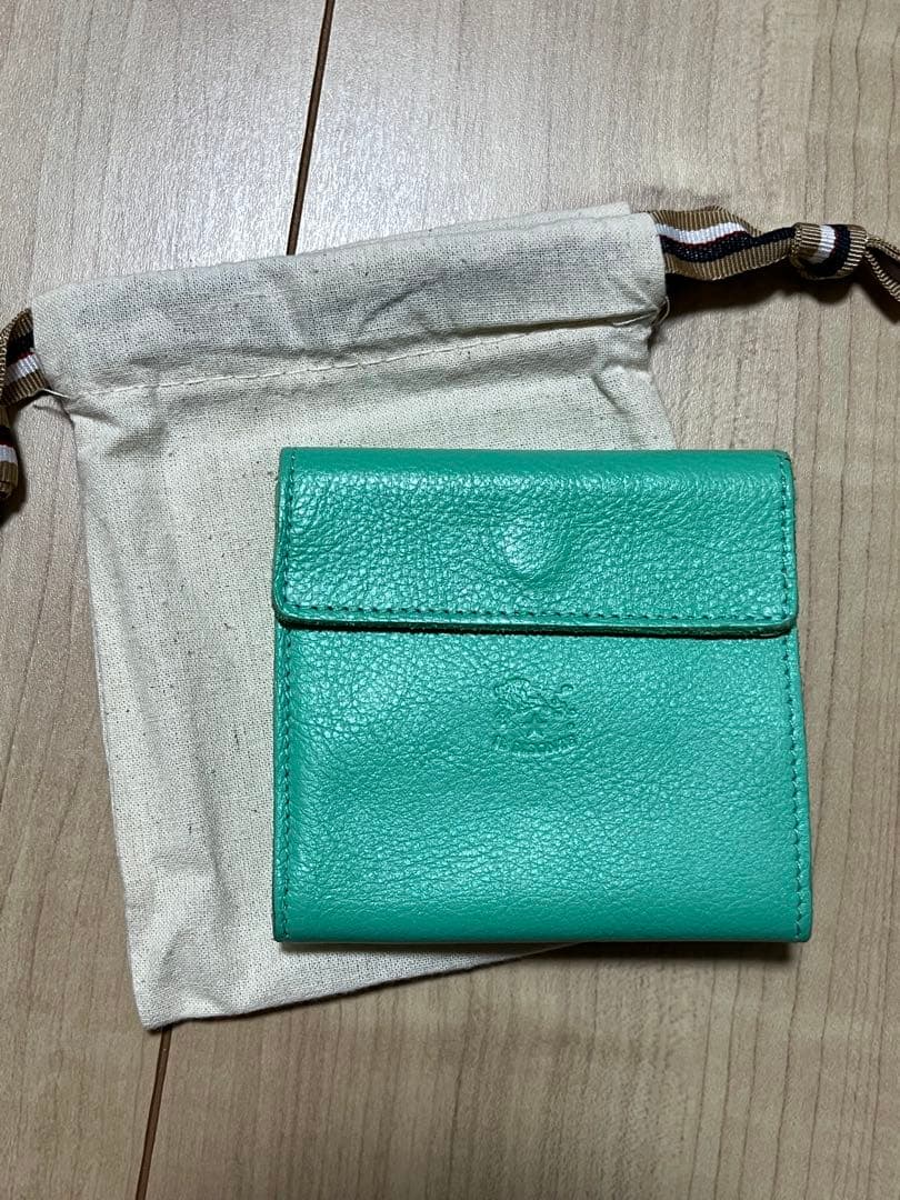 IL BISONTE ミントグリーン レザー 二つ折り財布