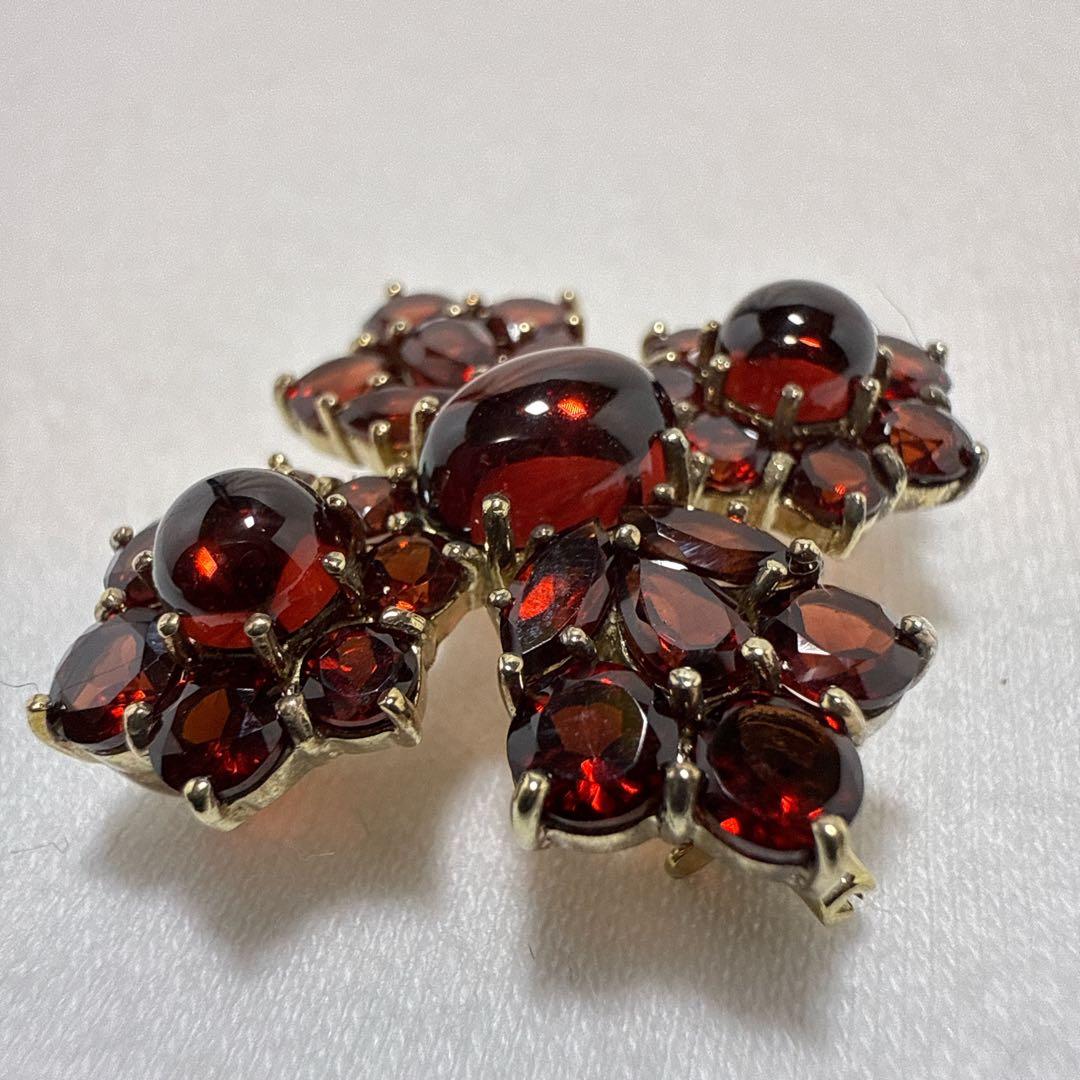 ロクザン SILVER925 ゴールドカラー ガーネット ペンダント ブローチ