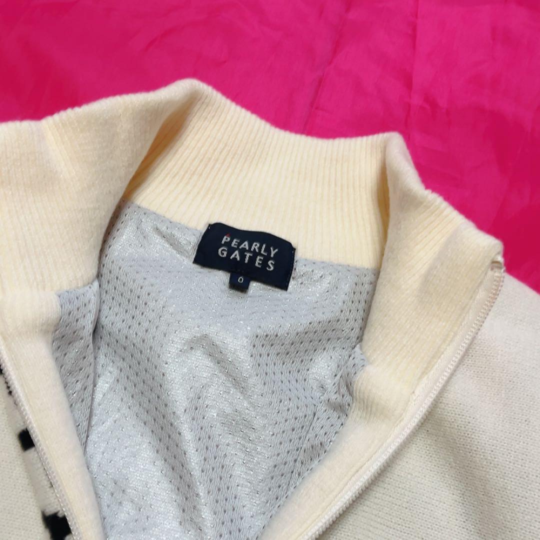 極美品　パーリーゲイツ　ドライバーズニット　ニットジャケット　裏地付　防風　白