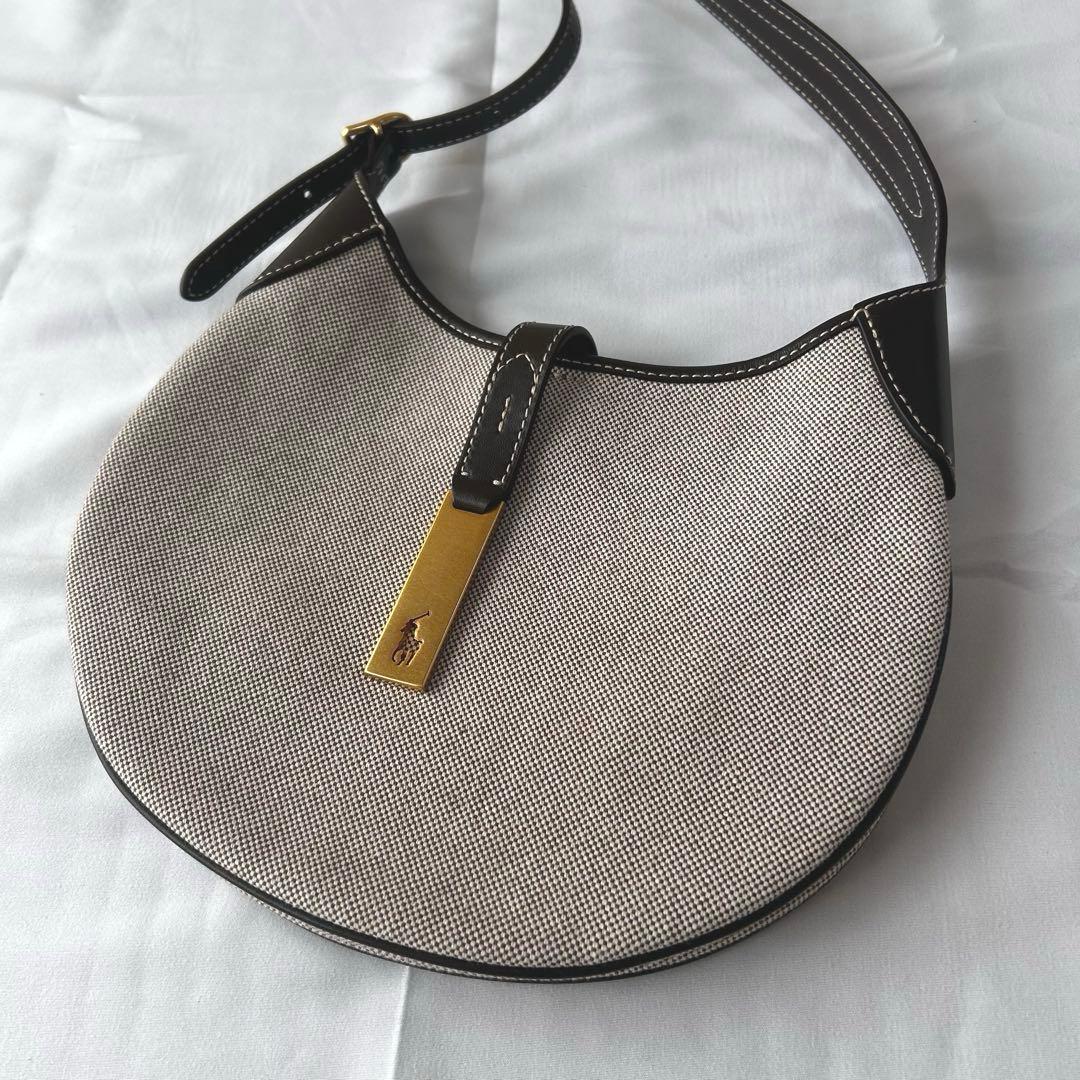 【美品】ポロラルフローレン IDショルダーバック レザー キャンバス