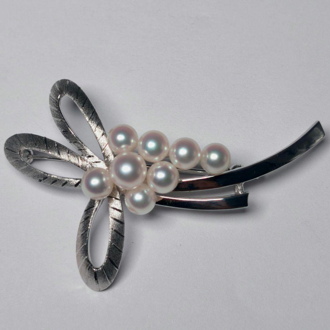 【極美品 最高級】ミキモト ブローチ パール リボン 8珠 皇室御用達