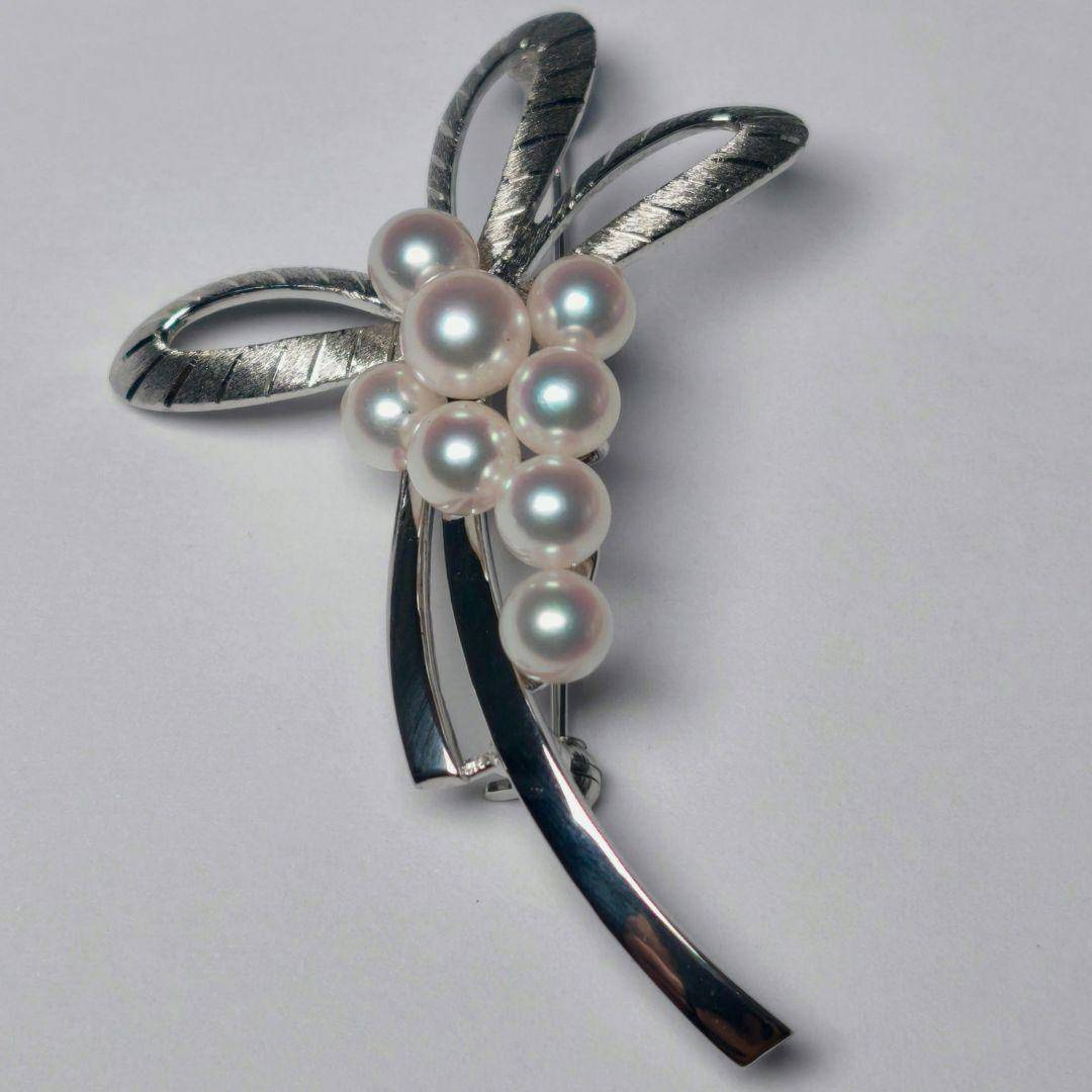 【極美品 最高級】ミキモト ブローチ パール リボン 8珠 皇室御用達