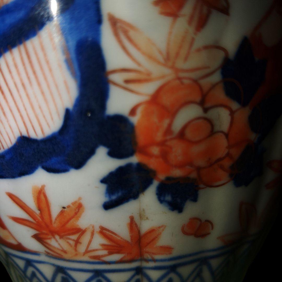 時代　古伊万里四君子色絵壺