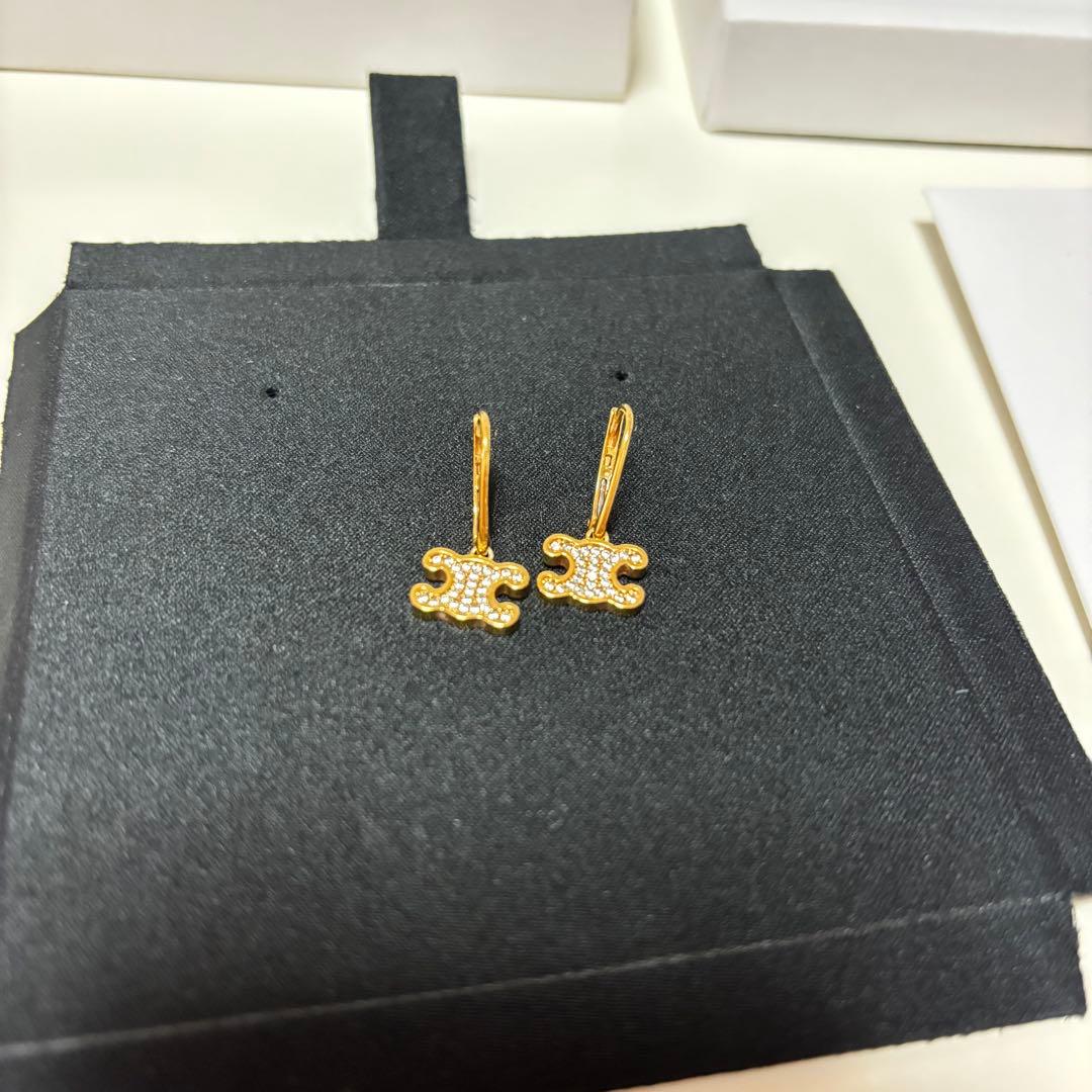 CELINE セリーヌ トリオンフピアス ラインストーンピアス ゴールド