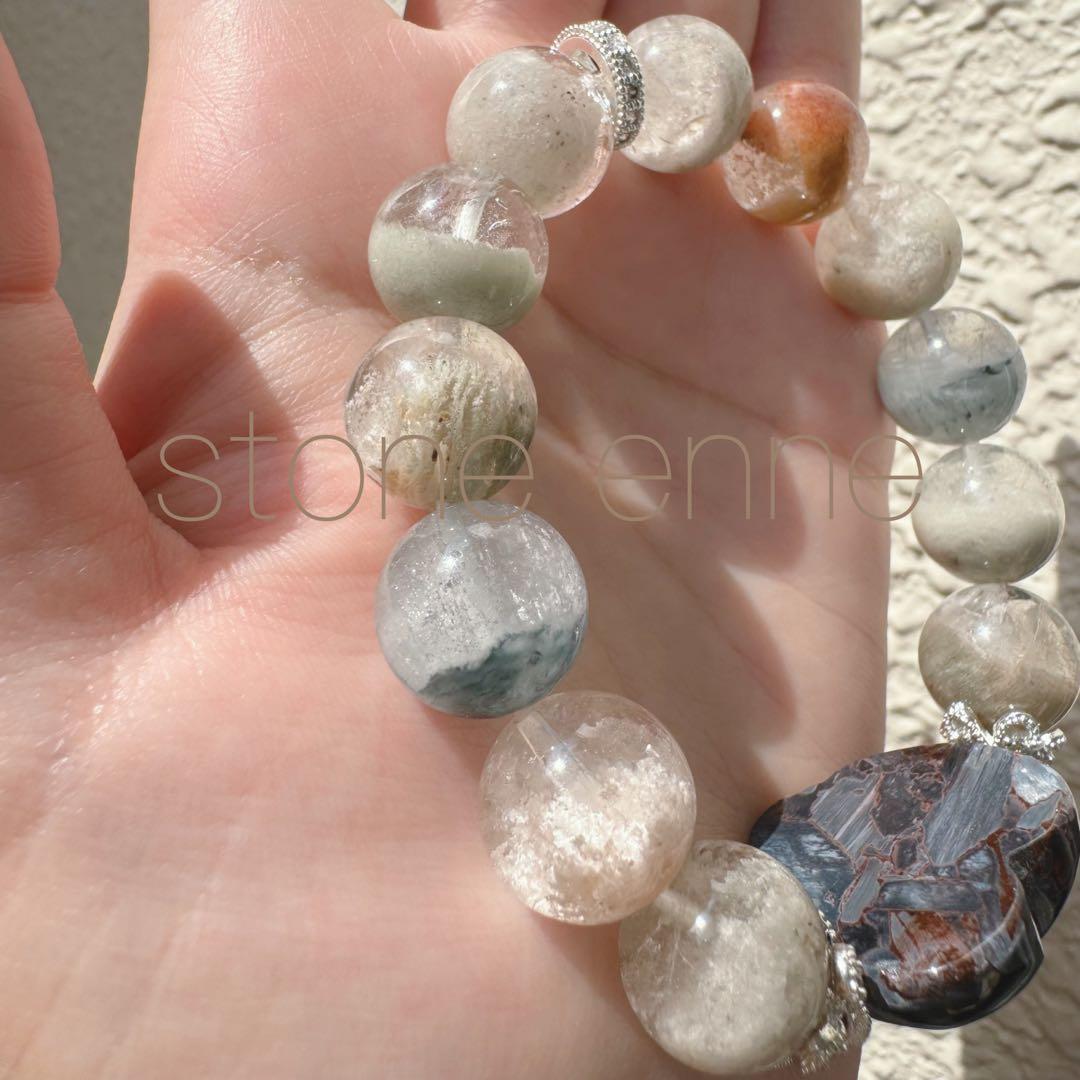 天然石　ハンドメイドブレス　ピーターサイト　ガーデン　デニム　⚠︎少し傷あり特価！