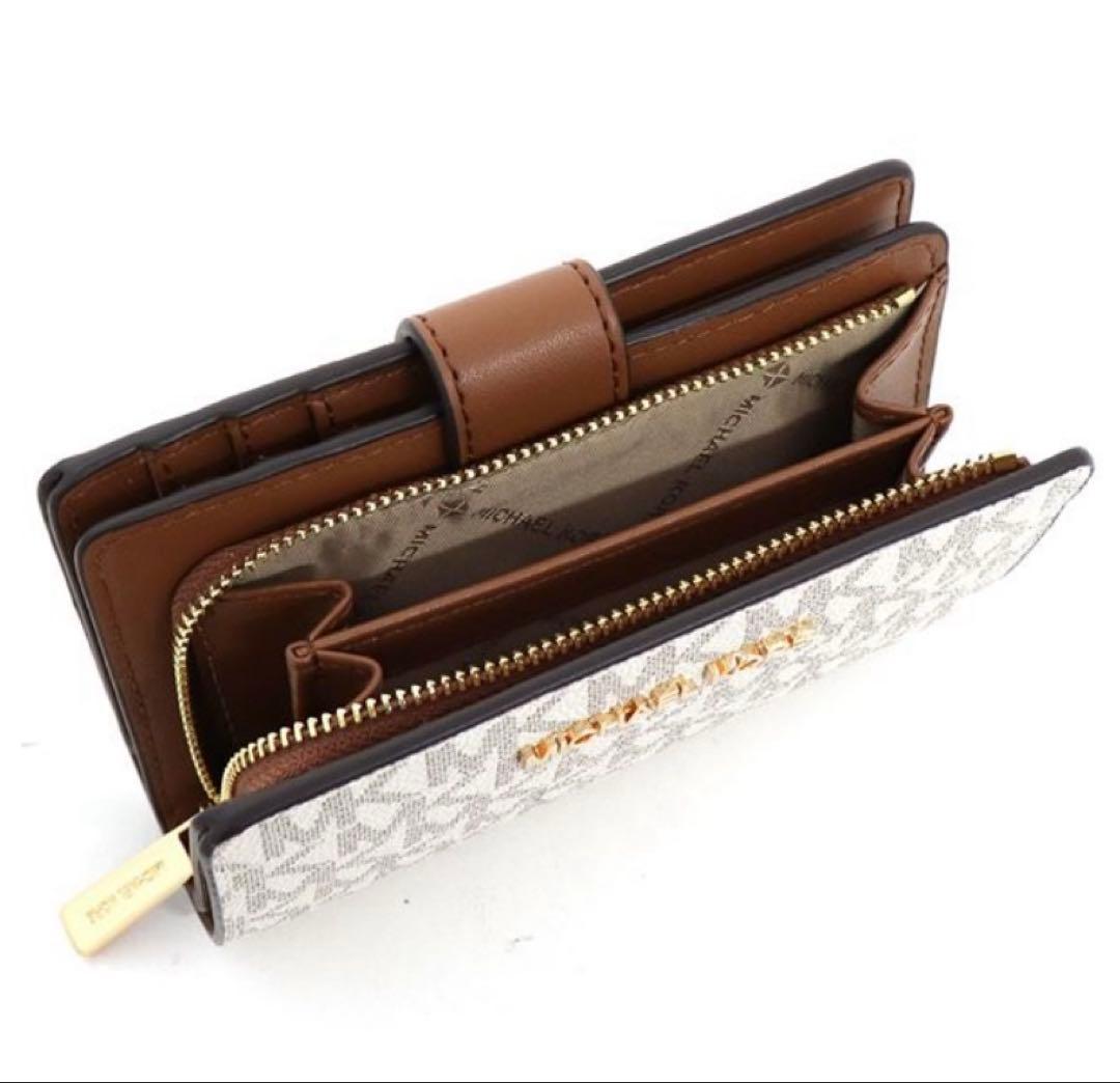 【未使用】MICHAEL KORS 二つ折り財布 ベージュ/ブラウン