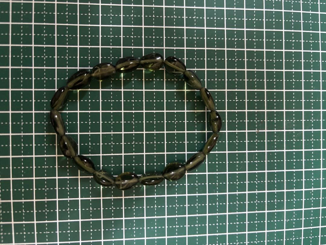 モルダバイト 鑑別あり オーバルビーズブレスレット