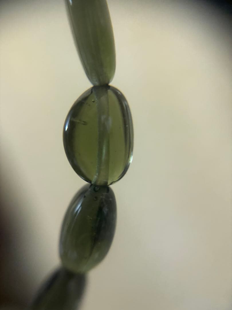 モルダバイト 鑑別あり オーバルビーズブレスレット