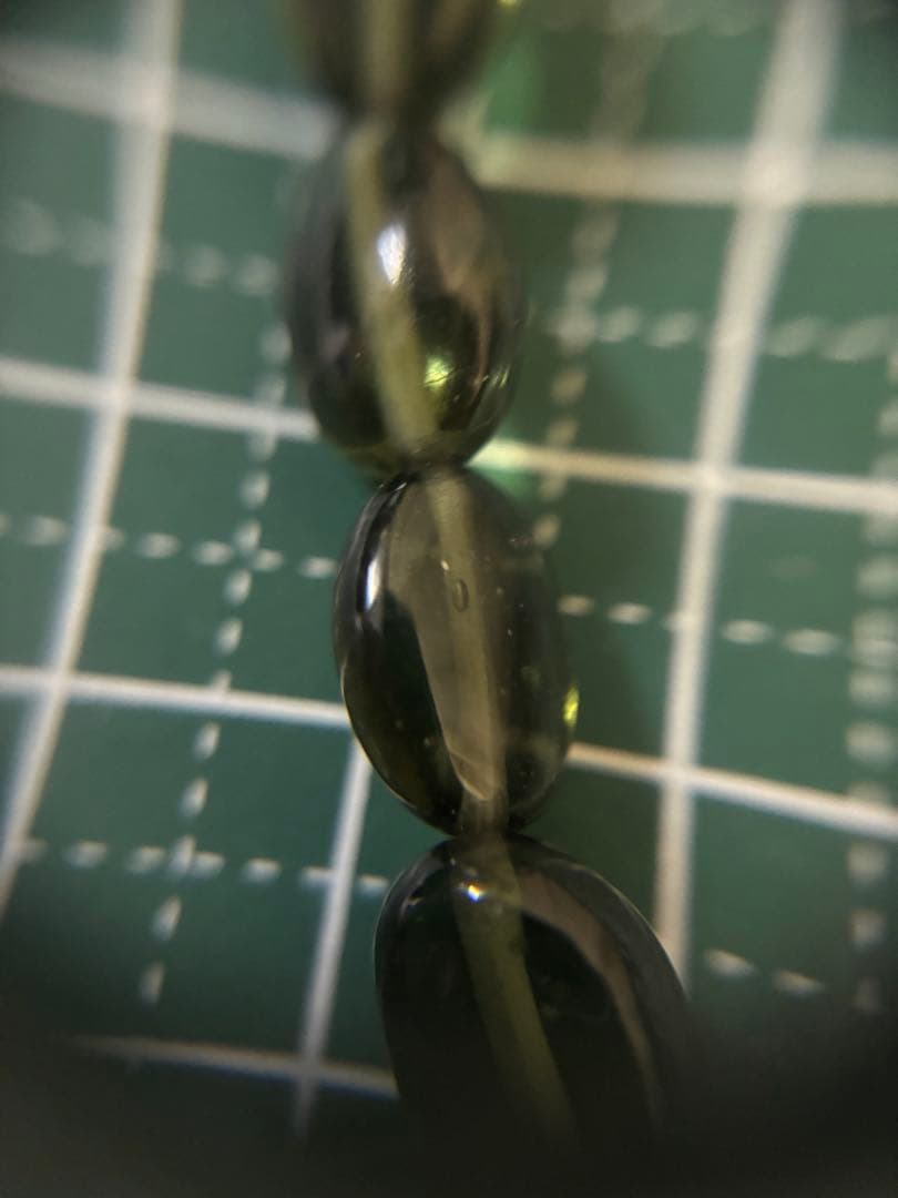 モルダバイト 鑑別あり オーバルビーズブレスレット