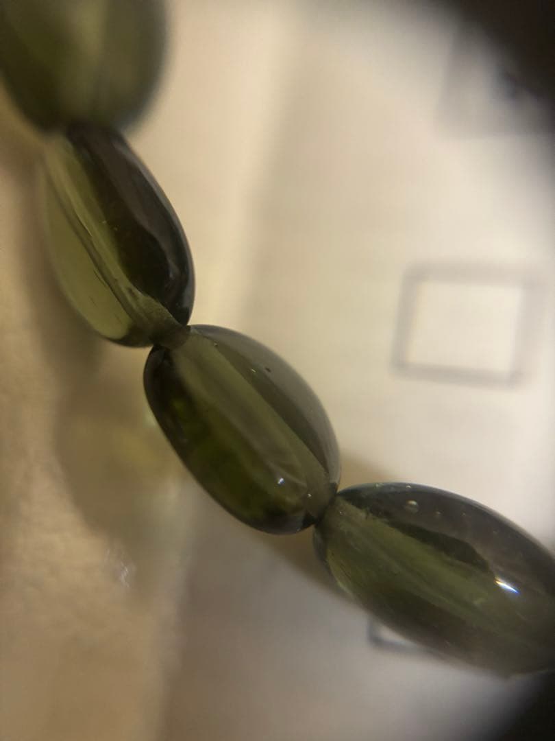 モルダバイト 鑑別あり オーバルビーズブレスレット