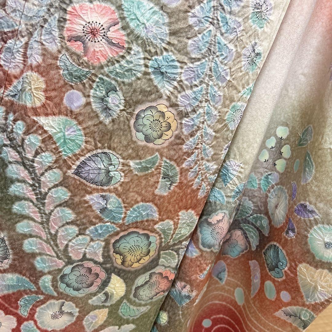 振袖　フルセット　辻が花　正絹　絞り　作家物　華やか　成人式　ピンク