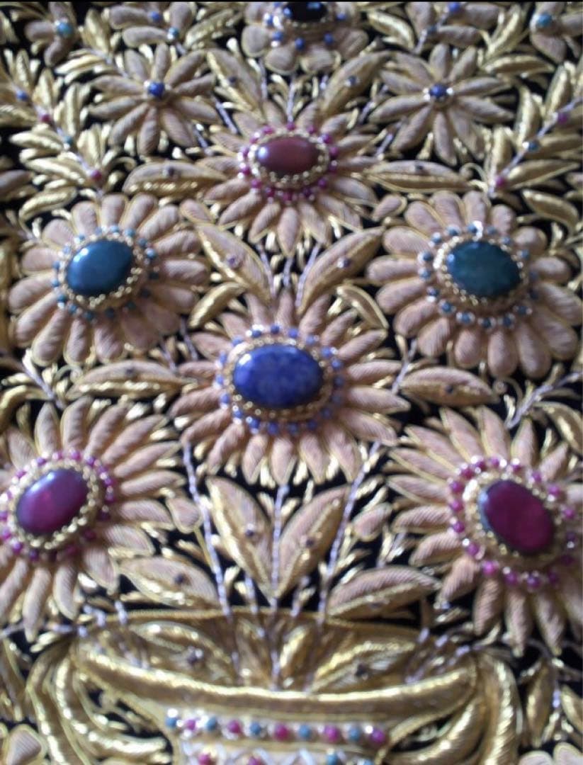 美品レア物タペストリー300個以上宝石と金糸刺繍絨毯 豪華一点物　ドバイ貴族