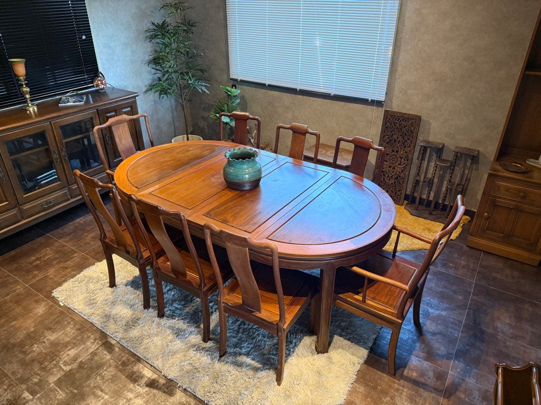 唐木　花梨　8人掛け　エクステンションテーブル　ダイニングセット　IIR