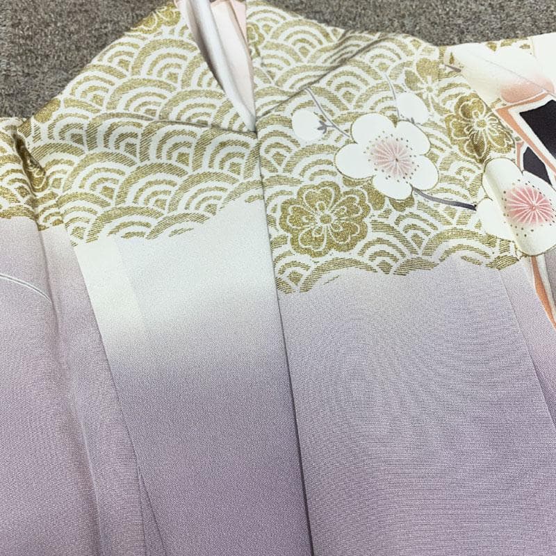 507z11☆人気！振袖 作家物 重ね衿付き 古典柄 牡丹 薄紫☆成人式結婚式