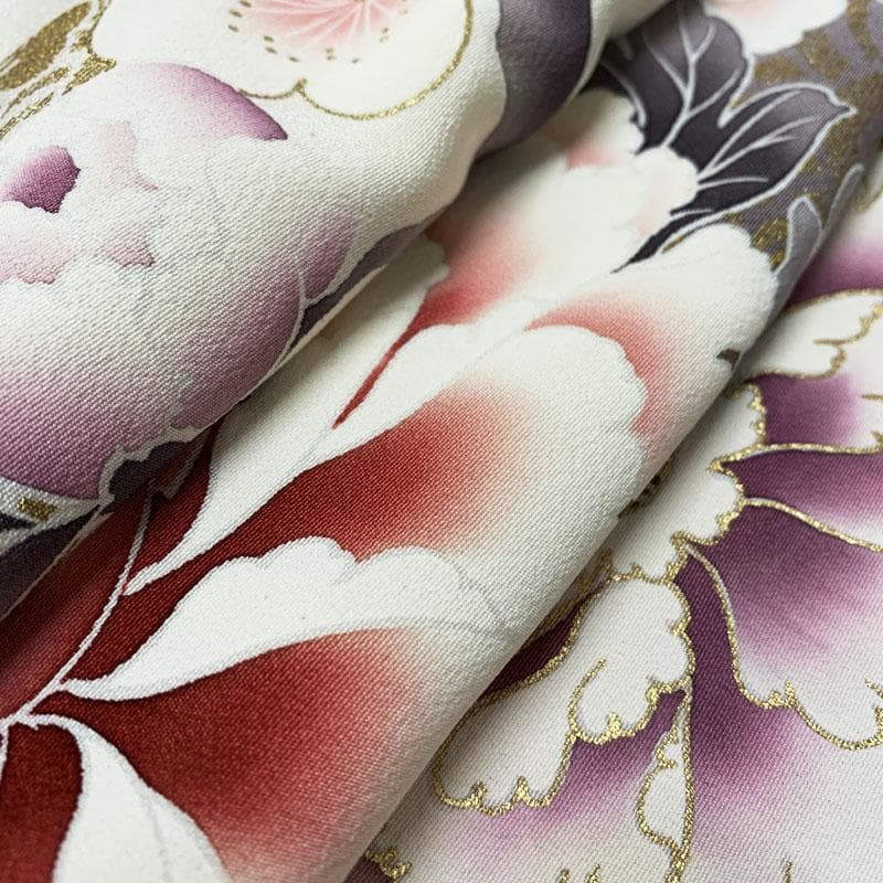 507z11☆人気！振袖 作家物 重ね衿付き 古典柄 牡丹 薄紫☆成人式結婚式