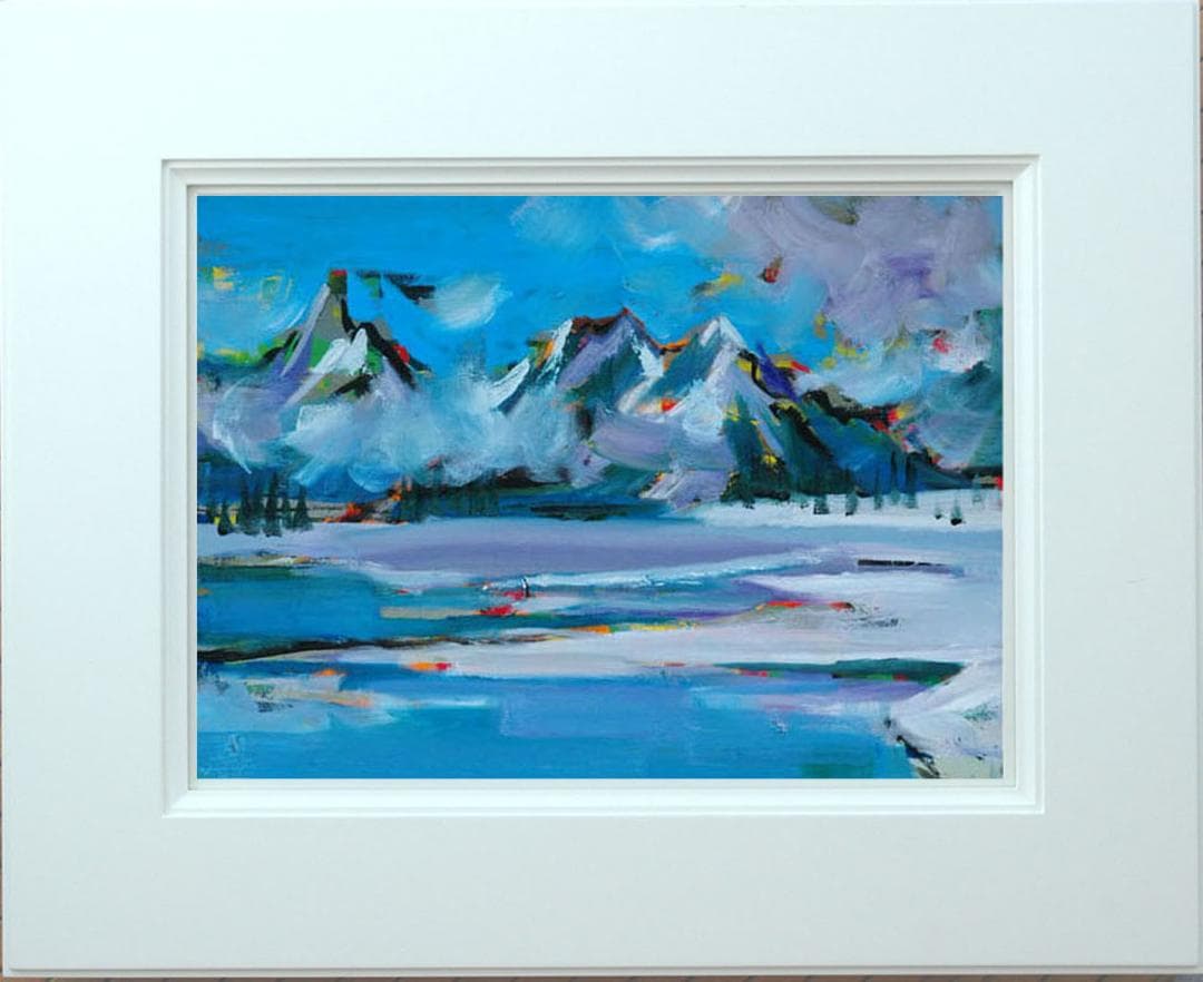 油絵 菅家令子 絵 絵画インテリア 額付(黒) uF6-062903 風景冬景色