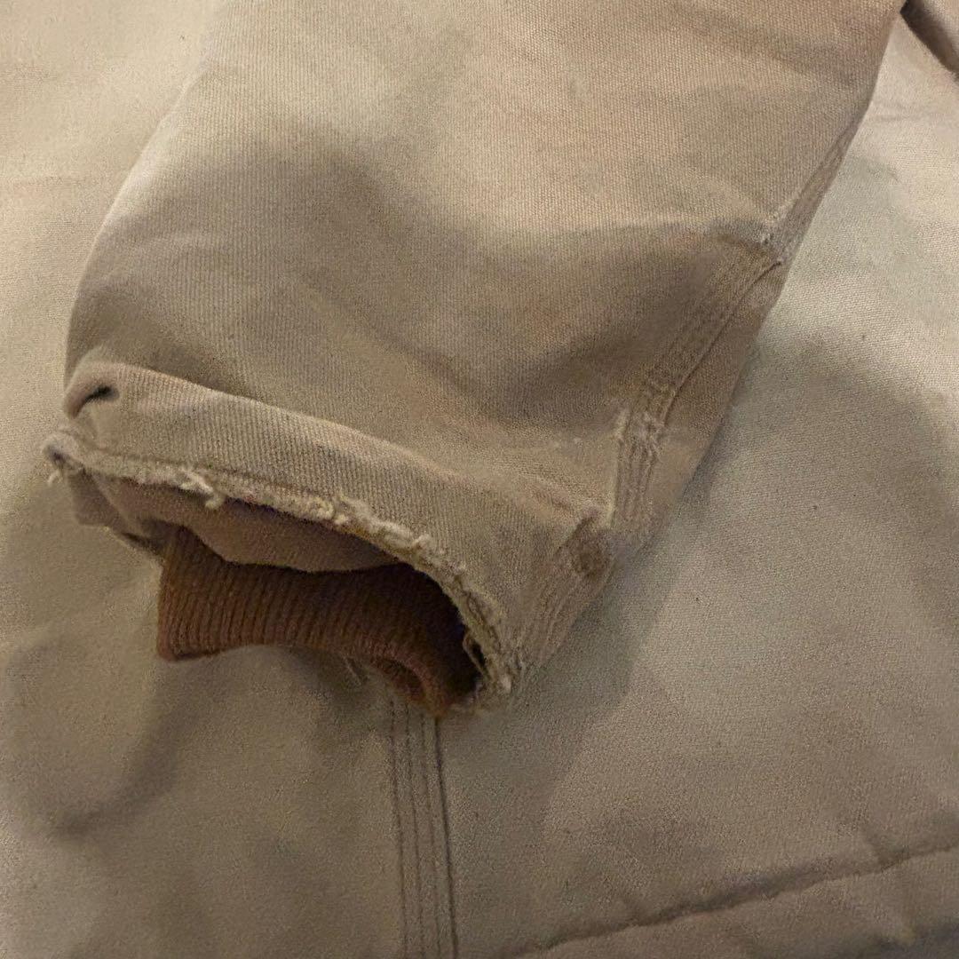 Carharttワークジャケット ダック地 ベージュ YKK キルティング裏地
