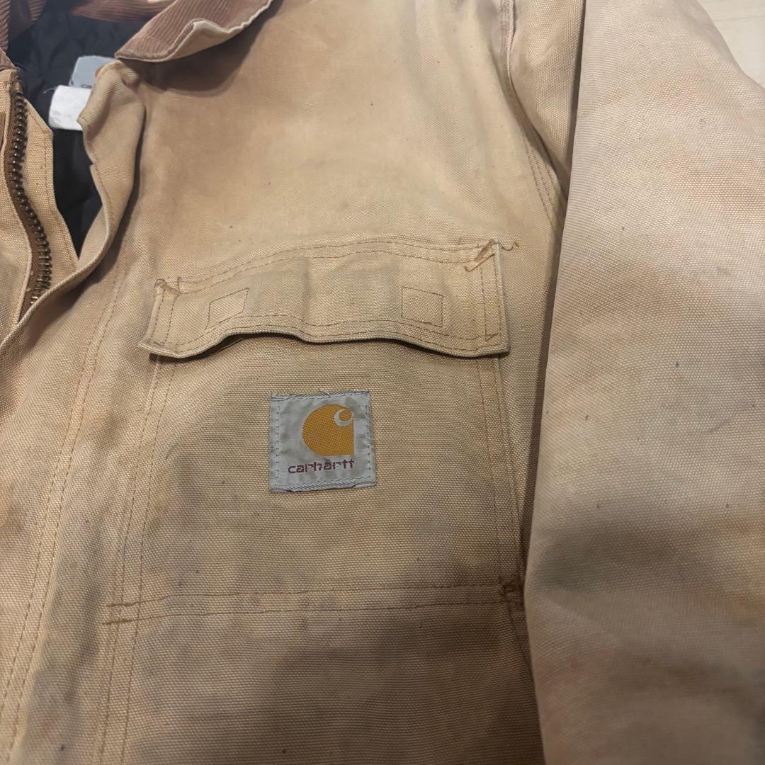 Carharttワークジャケット ダック地 ベージュ YKK キルティング裏地
