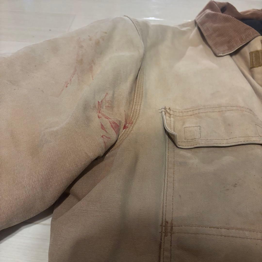 Carharttワークジャケット ダック地 ベージュ YKK キルティング裏地
