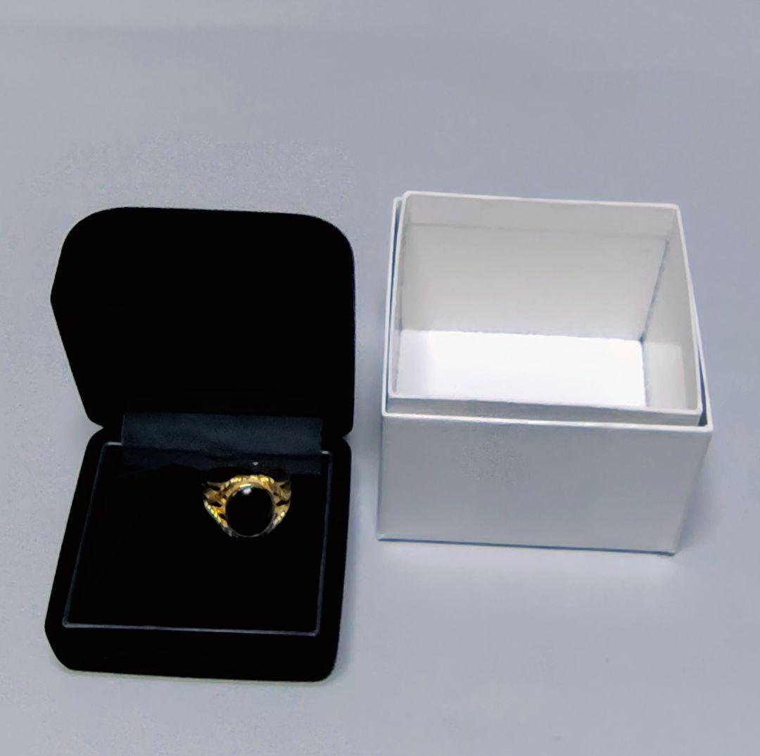 ゴールド K18 ブラックサンゴ デザインリング サイズ18号【中古・お買得品】