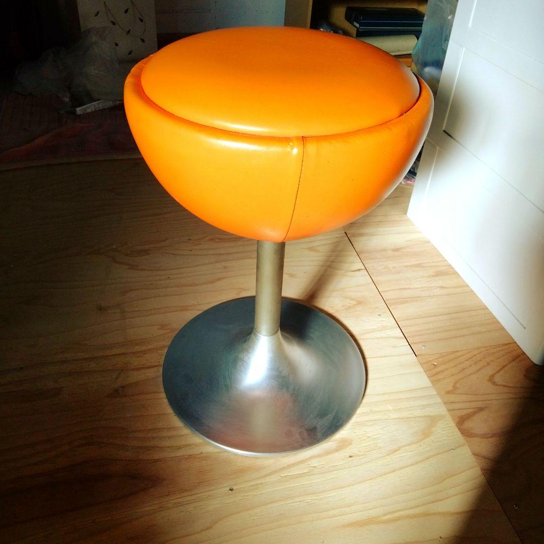 昭和レトロ/アメリカンヴィンテージ/回転椅子レザー系 スツール /古道具チェア