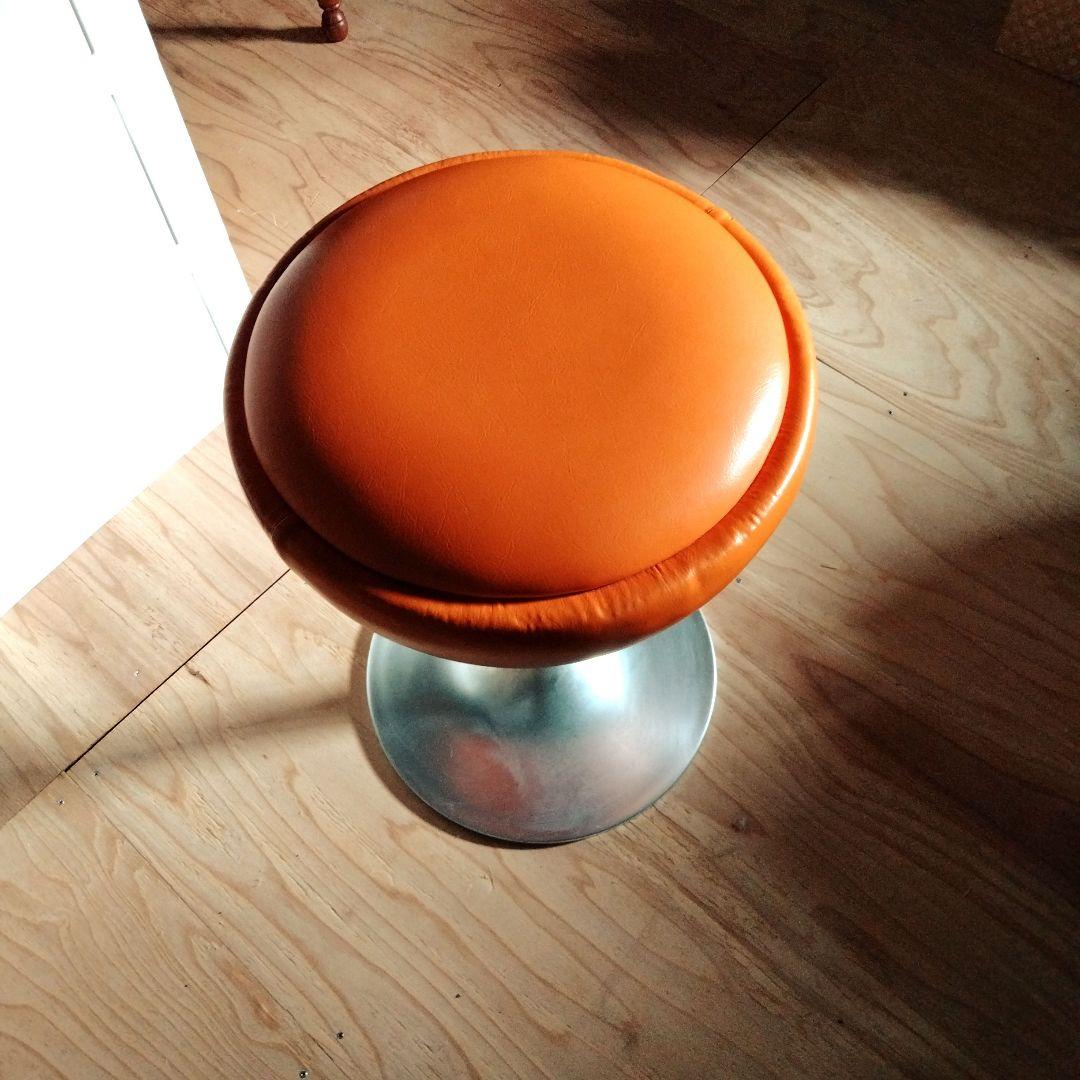 昭和レトロ/アメリカンヴィンテージ/回転椅子レザー系 スツール /古道具チェア