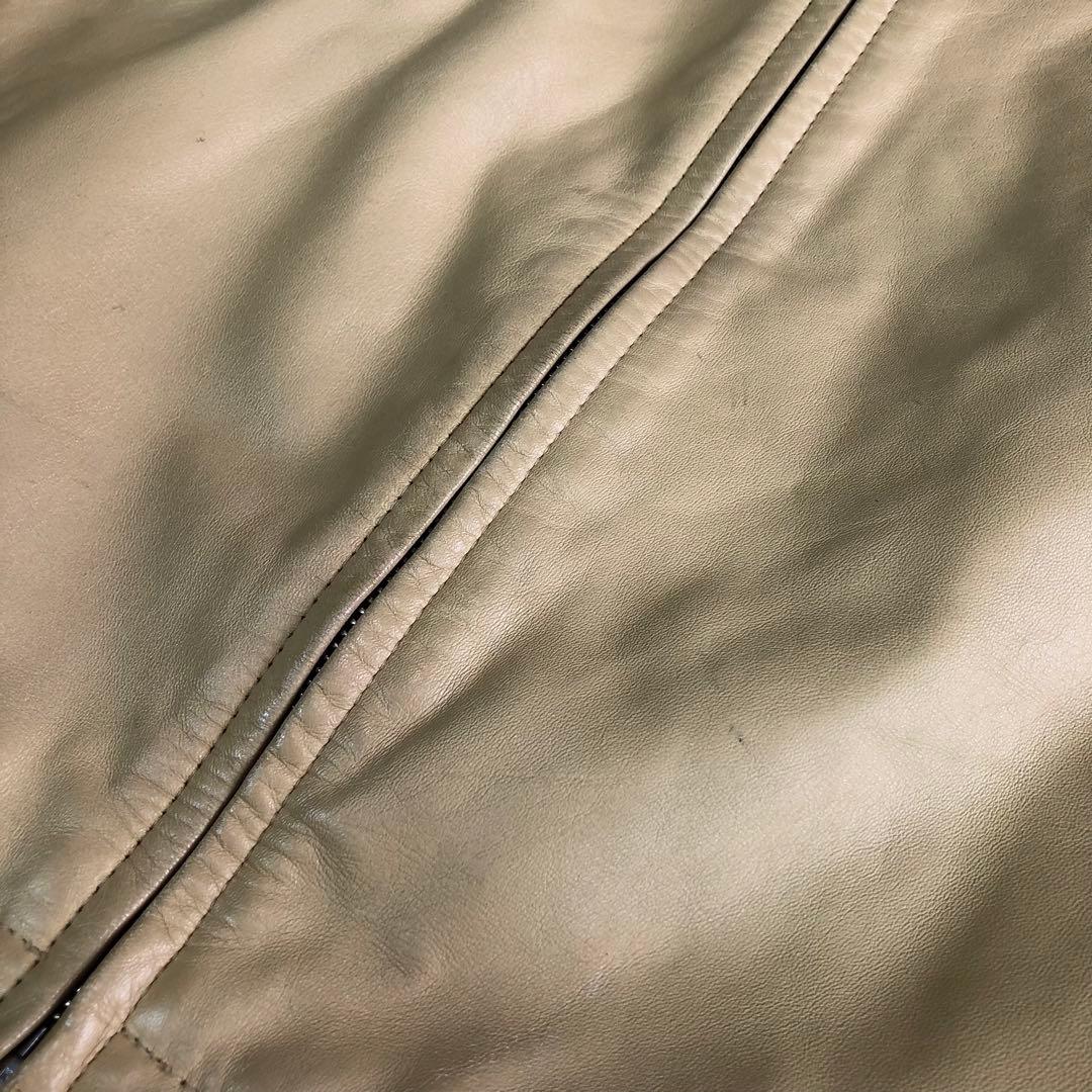 ポールスミス ライダースジャケット シングル 牛革 カウレザー ベージュ L