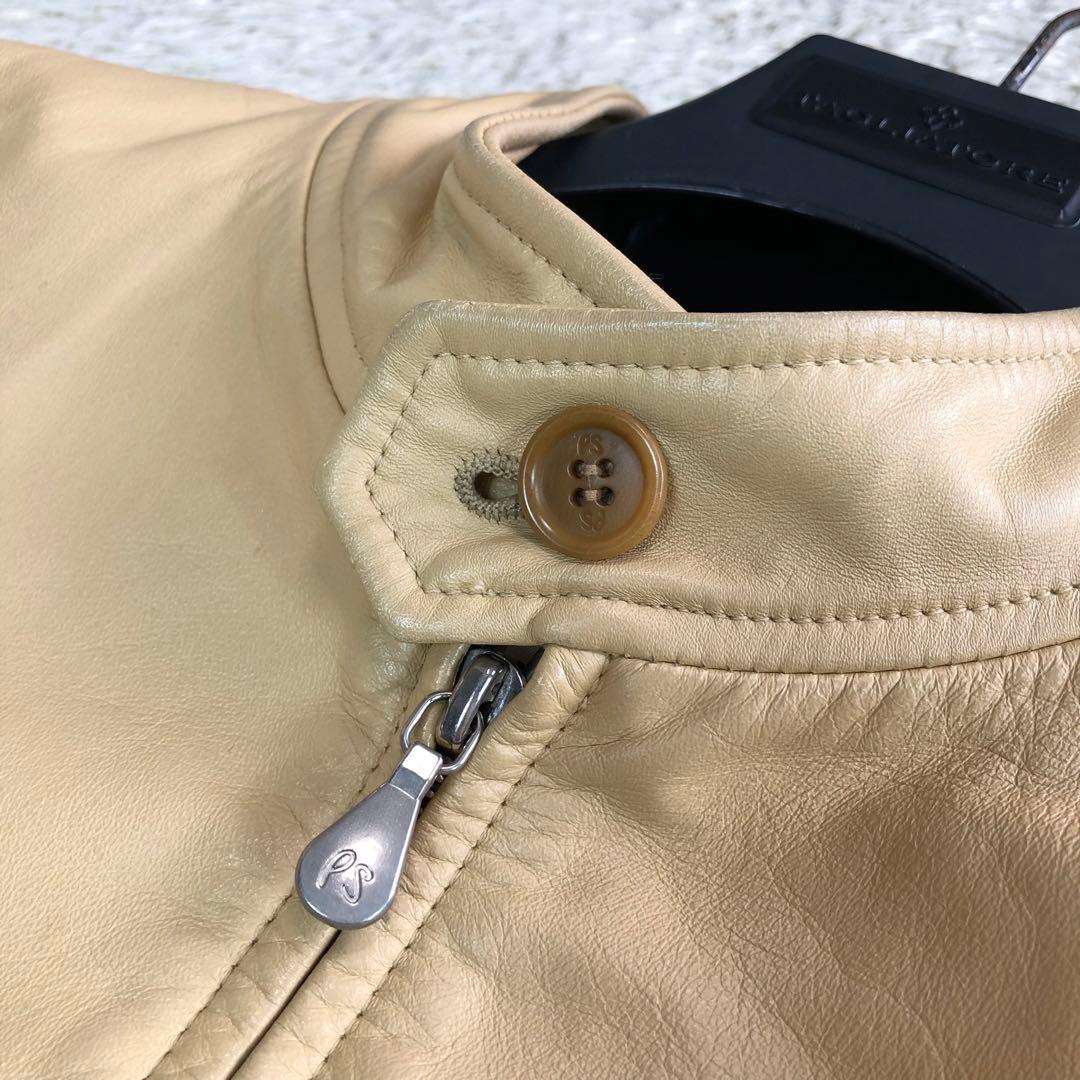 ポールスミス ライダースジャケット シングル 牛革 カウレザー ベージュ L