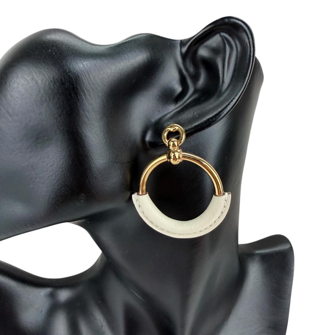 エルメス HERMES ピアス ループグラン PM オフホワイト ゴールド