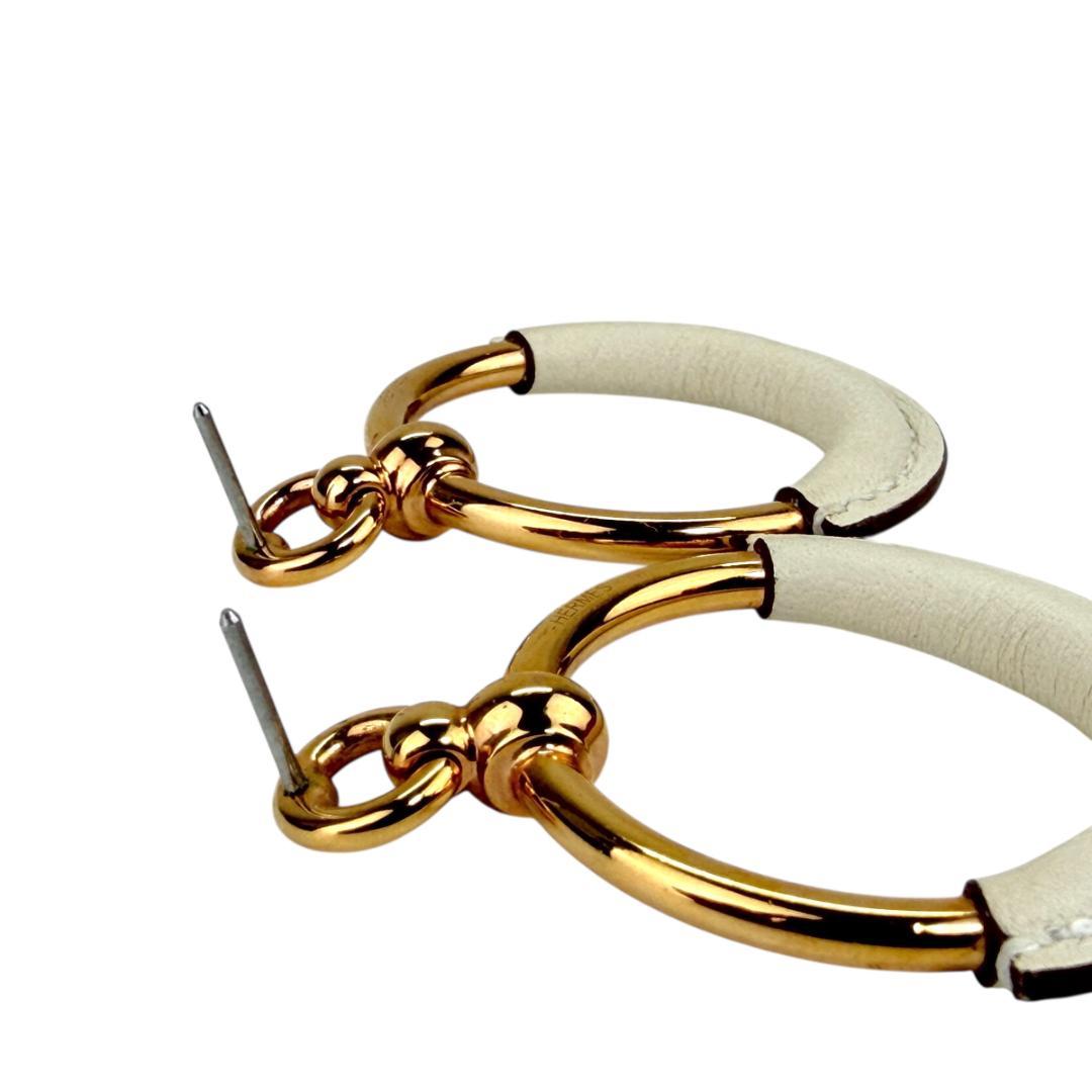 エルメス HERMES ピアス ループグラン PM オフホワイト ゴールド