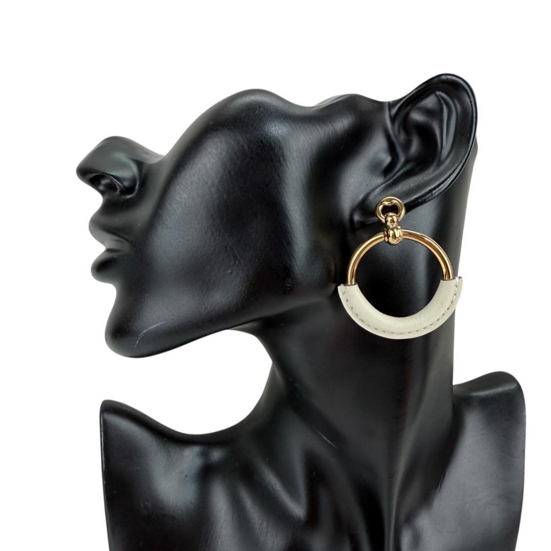 エルメス HERMES ピアス ループグラン PM オフホワイト ゴールド