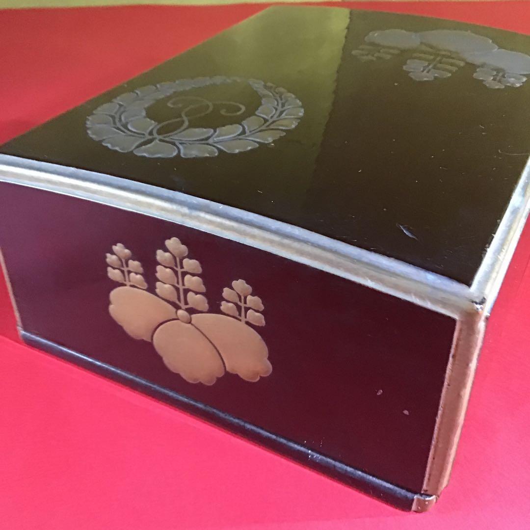 金泥高盛　五七の桐家紋　漆塗　明治期　　　za-1