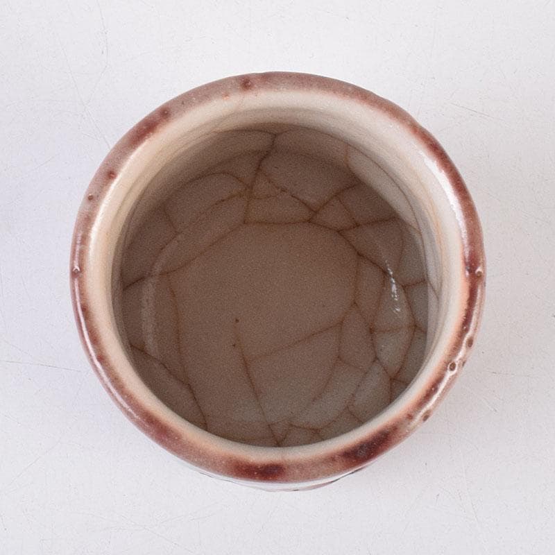 志野焼　美濃焼　奥磯太覚作　志野湯呑　共箱　C　R8909