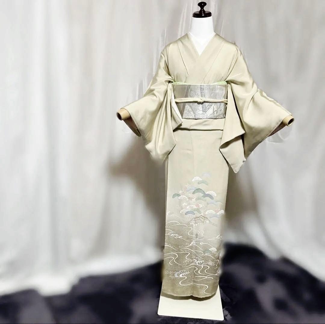 か*ん様 未使用近い　美品　袷　正絹　友禅　訪問着　フルセット　西陣唐織プラチナ