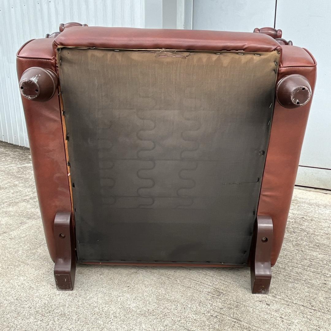 【送料無料】西洋アンティーク レザー 1人掛けソファ ロビーチェア 昭和レトロ