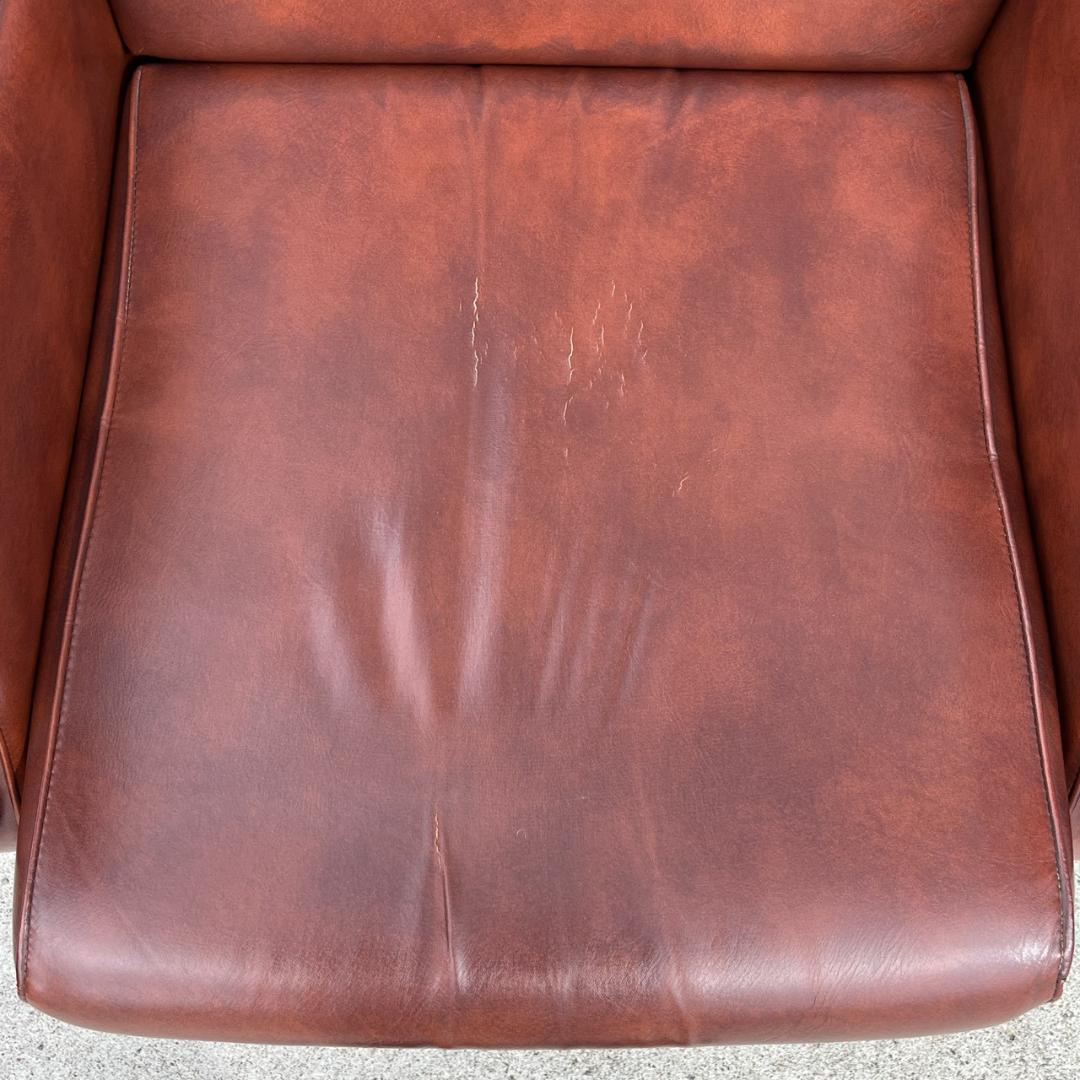 【送料無料】西洋アンティーク レザー 1人掛けソファ ロビーチェア 昭和レトロ