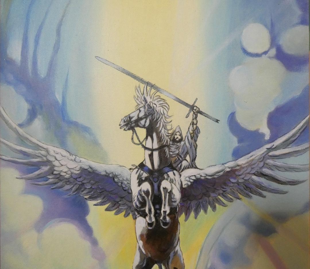 油絵 　天野喜孝「人物」 サインF6サイズ額装済み 肉筆手描き