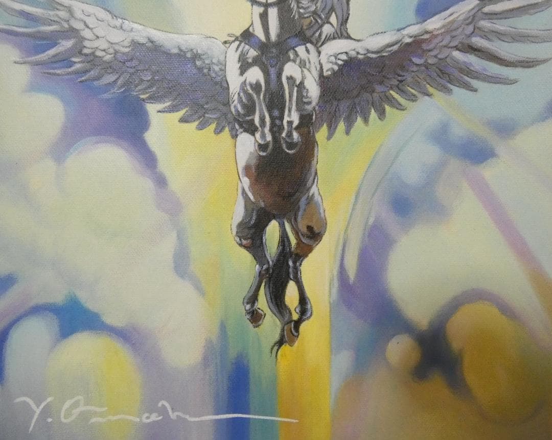 油絵 　天野喜孝「人物」 サインF6サイズ額装済み 肉筆手描き