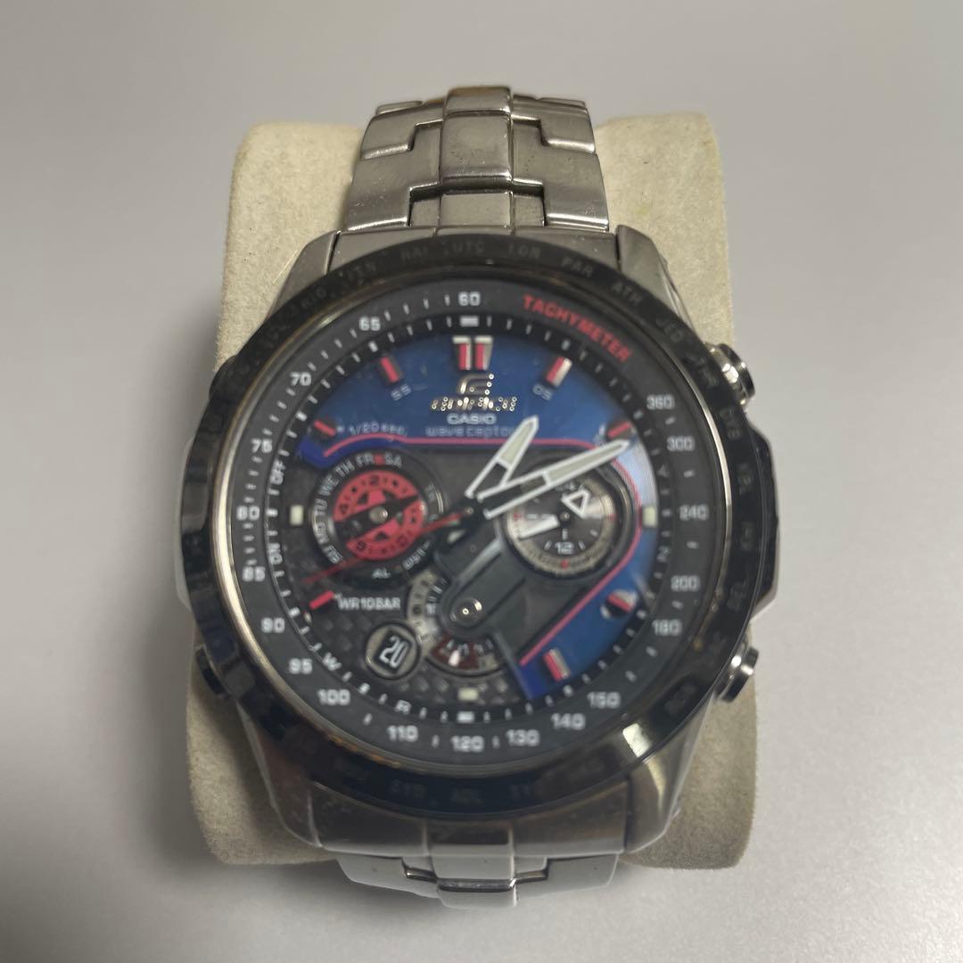 CASIO EDIFICE電波ソーラー腕時計 青/黒