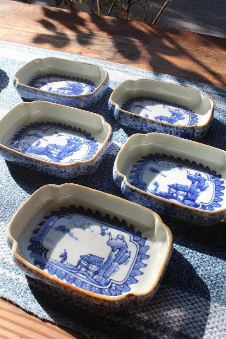 染付古伊万里 お刺身鉢5枚セット