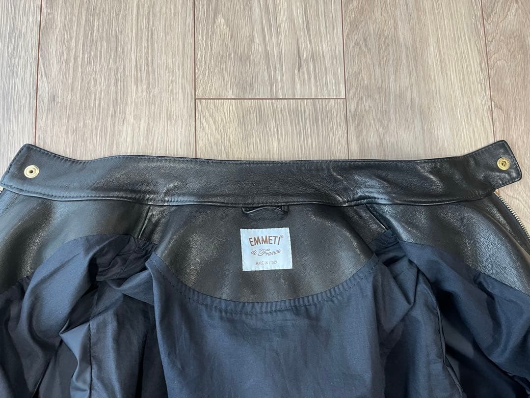 Emmeti エンメティ JURI ライダース ブラック 46 ゴールドジップ