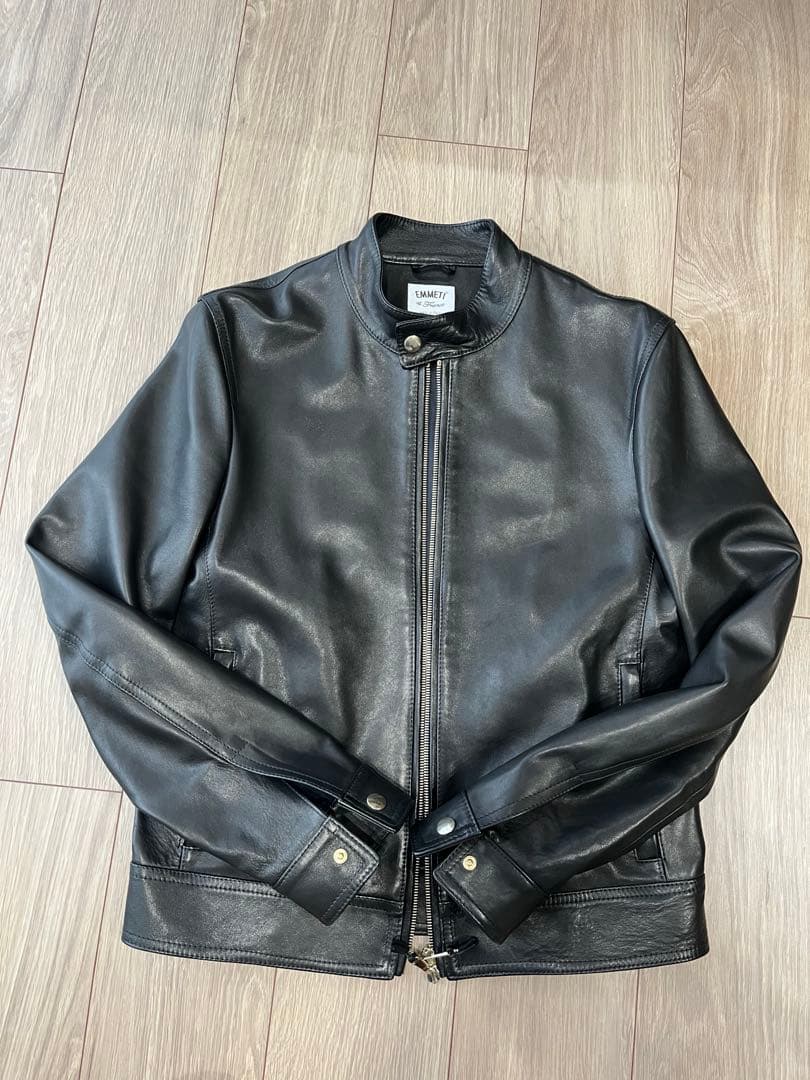 Emmeti エンメティ JURI ライダース ブラック 46 ゴールドジップ