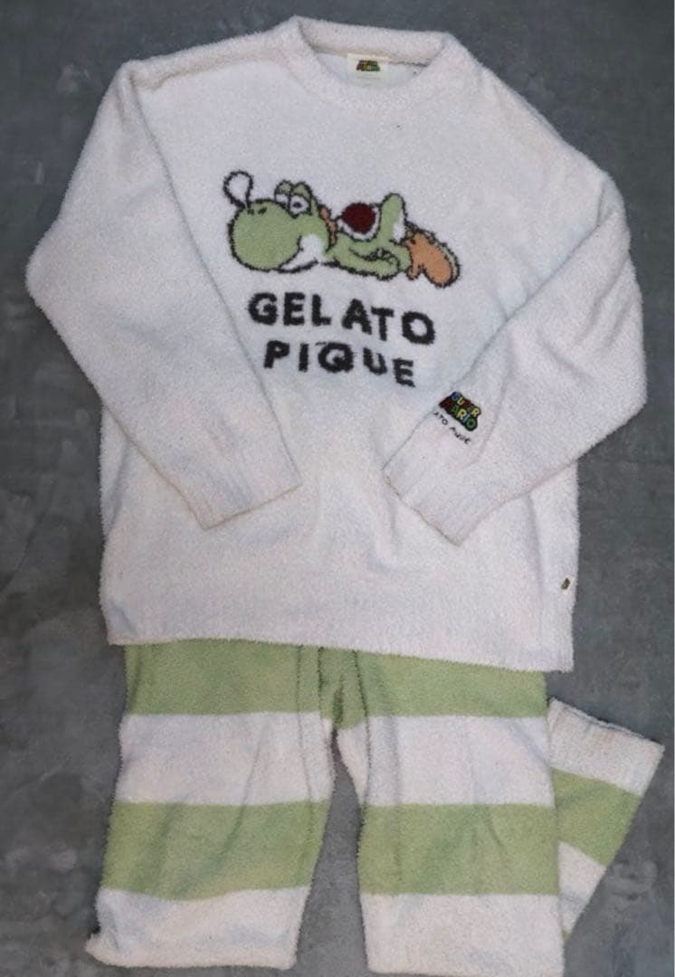 【冬にオススメ】ジェラートピケ　ヨッシー/キノピオ　ルームウェア　上下セットペア